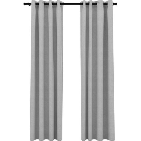 Maison Exclusive - Rideaux occultants Aspect lin avec œillets 2 pcs Gris 140x225cm (1/5)