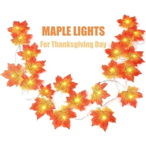 Guirlande lumineuse de Noël en forme de feuilles d'érable, 20 LED, 3 m, étanche IP54 (1/5)