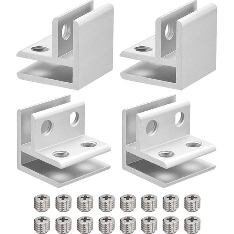 Lntyq Pince à Verre à 90 Degrés, 4 Pièces pour Support d'Étagère en Verre en Alliage d'Aluminium de 5 à 8 mm, Support de Verre Double Face pour Armoire Et Placard