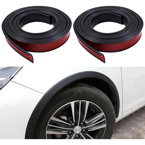 Lot de 2 garnitures d'arche de roue de voiture, 1,5 m x 3,5 cm en caoutchouc, protection des sourcils, bande adhésive anti-collision pour berline, van, SUV (1/5)