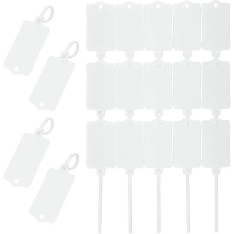 100 étiquettes vierges en plastique imperméable, réutilisables, blanches, 6,3 x 3,7 cm (1/4)
