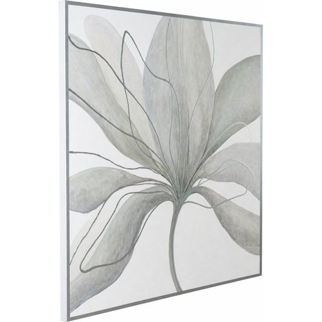 Toile fleur abstraite blanc gris - blanc et gris (1/4)