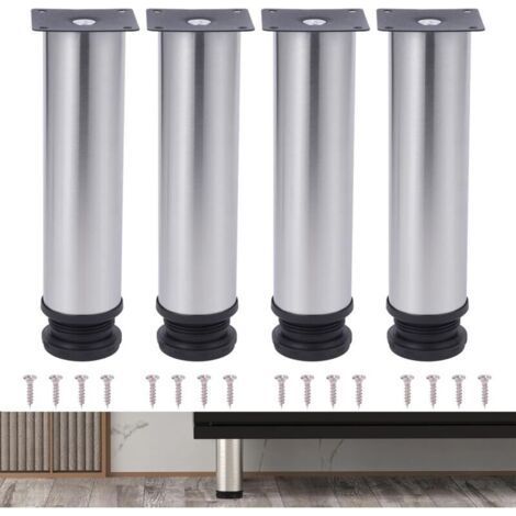 4PCS Adjustable Stainless Steel Furniture Legs, Silver, 18cm, Metal Table Legs, Furniture Legs(18cm Height,Silver) (1/5)