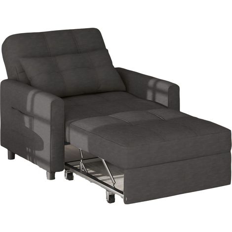 Poltrona Letto Convertibile Bealife Divano 1 Posto Chaise Longue con Cuscino Regolabile, Contenitore, Rotelle e Pieghevole (1/5)