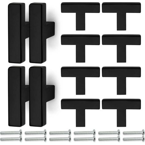 12 Pcs 50MM Matte Black, Square Stainless Steel Handles, with 48 Screws, for Kitchens, Drawers, Cabinets, Furniture (1/4)
