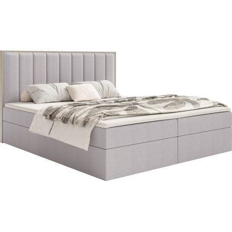 Selsey Togents – Boxspringbett 180x200 mit Stauraum und Topper, hydrophobe Chenille, grau