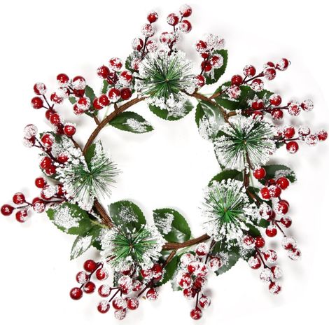 MAURY'S GHIRLANDA DI NATALE DIETRO PORTA CON BACCHE ROSSE INNEVATE 30 CM (1/4)