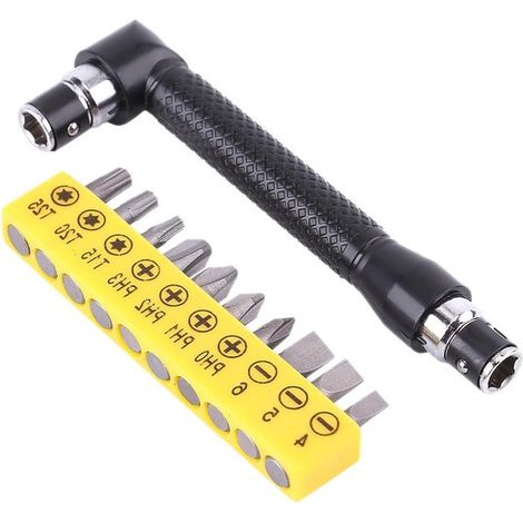 Poignée d'extension en L, tournevis hexagonal à double tête, tournevis plat, tournevis Torx, coffret d'outils à main 10 pièces (1/5)