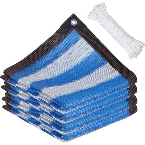 Shade net, garden shade net, with mesh (blue and white stripes - 56 meters), supplied with rope. (1/5)