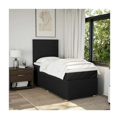 Sommier et matelas en tissu noir champignon 80 × 200 cm, tissu doux et respirant, pour chambre, décor moderne, facile à assembler (1/5)