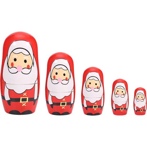 Ensemble de 5 Poupées Matryoshka en Bois Peintes à la Main, Poupées Gigognes de Décoration Intérieure avec Poupées Russes Traditionnelles (Vieil Homme Trompette) (1/5)