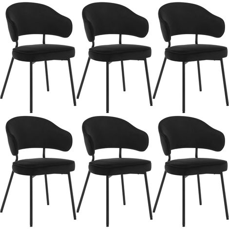 WOLTU Set di 6 Sedie per Sala da Pranzo. Sedie da Cucina con Schienale. Sedie Imbottite e Rivestite in Velluto con Gambe Metalliche. Sedie Moderne per Camera da Letto. Soggiorno. Nero
