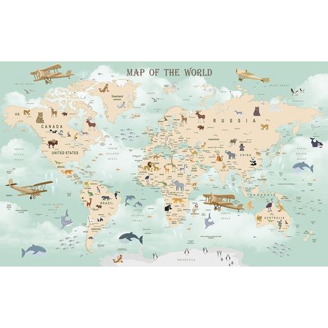 Affiche enfant map of animals world - 60x40cm - made in France (1/5)