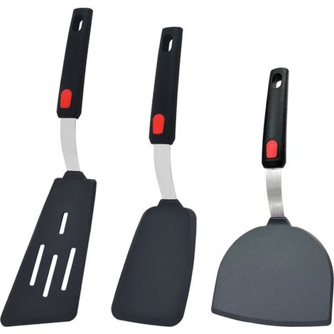 3 piezas,espátulas de silicona antiadherentes,aptas para sartenes antiadherentes,espátulas de goma sin BPA,pescado y hamburguesas