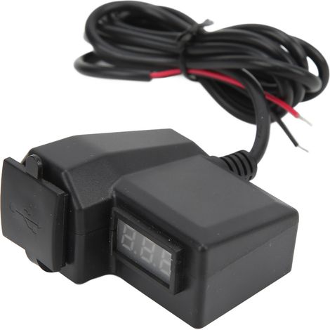 Chargeur de voiture double USB avec voltmètre et LED rouge, entrée 10-24 V, sortie 5 V 3,1 A pour motos, quads, SSV, téléphones, tablettes et GPS. (1/5)