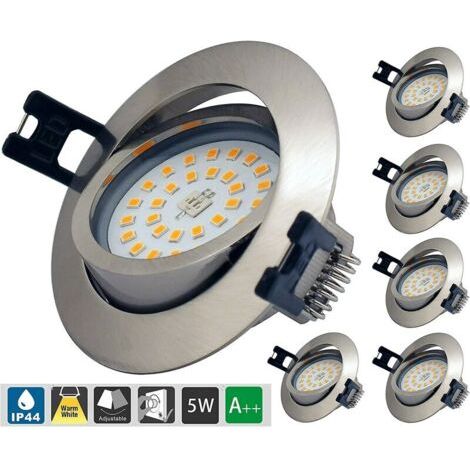 TAISHENGDA Led Spot Encastrable Extra Plat Dimmable IP44, Éclairage encastré de salle de bain 6 5W AC 230V Blanc Chaud 3000K 400LM Lampe éclairage pour Salle de Bain Salon Cuisine Couloir Galerie Maga