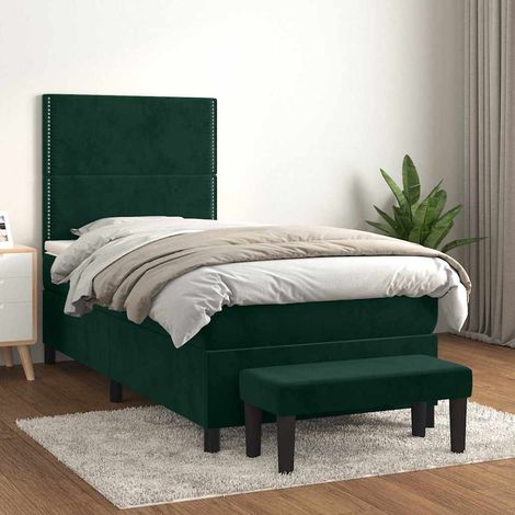 Boxspringbett mit Matratze Dunkelgrün 90x200 cm Samt (1/5)