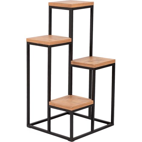 Scaffale per piante a 4 ripiani effetto legno nero 030007709