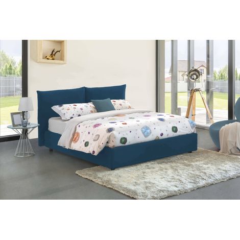 Lit double Aghineo, déhoussable, fabriqué en Italie, bleu (1/5)