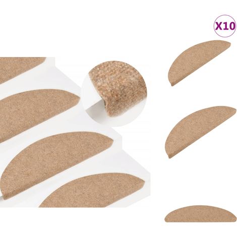 Stufenmatten Selbstklebend 10 Stk. Beige 56x17x3 cm - Stufenmatte - Treppenmatte - Treppenteppich - Treppendekoration - Nadelfilz (1/5)
