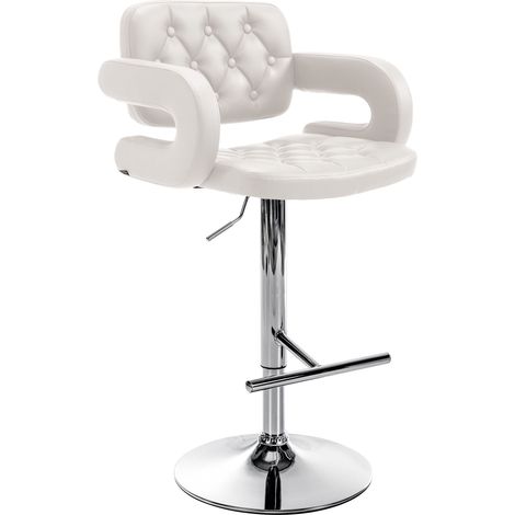 Tabouret de bar Dublin similicuir avec pied en métal Blanc Chrome (1/5)