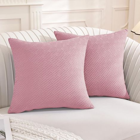 Lot De 2 Decorative Housse Coussin 50x50, Housse De Coussin Super Doux Polyester, Cushion Covers avec Fermeture Eclair Caché, Respirant, pour Maison Salon Chambre Lit Clic Clac, Rose (1/5)