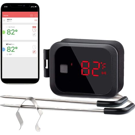 Thermomètre à viande Bluetooth, doubles sondes, alarme de température (1/2)