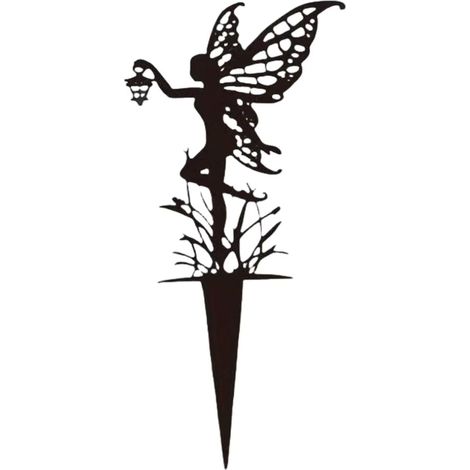 Schwarze Metall-Gartenfigur, 30 x 13,8 cm, geeignet für Blumentöpfe und die Gartengestaltung, geeignet für den Einsatz im Garten und auf dem Rasen. (1/5)