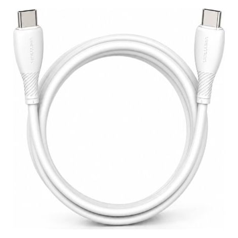 Cable USB 2.0 Tipo-C Vention TRVWH/ USB Tipo-C Macho - USB Tipo-C Macho/ Hasta 60W/ 480Mbps/ 2m/ Blanco