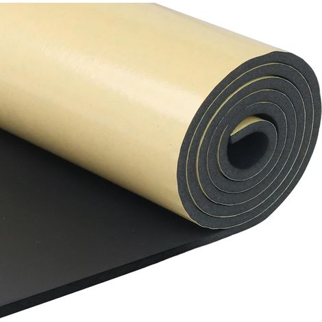 Mousse autocollante, plaque de mousse néoprène auto-adhésive 300mm(L)x6mm(E)x1,5m(P) natte d’isolation rouleau de mousse amortissement acoustique isolation antidérapant (1/5)