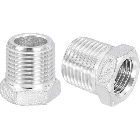 5Pcs 3/4" Mâle à 1/4" Femelle NPT 304 Acier Inoxydable Réducteur Hex Bushing, Adapter Raccord pour systèmes industriels, pétrole/gaz, eau, HVAC et plomberie - 3/8" Male to Female (1/5)
