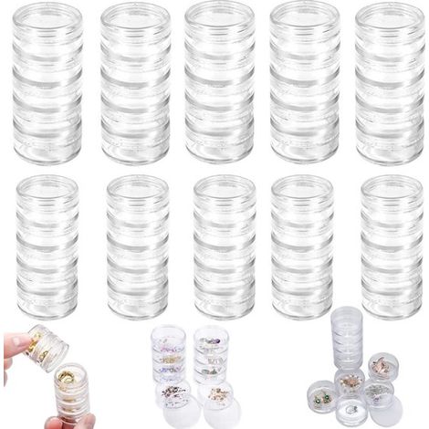 Boîtes de rangement empilables lot de 10 - organisateurs à 5 niveaux pour perles, pilules et bijoux, transparents (1/5)
