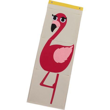 Wandmontierte Aufbewahrungstasche, 3-lagig, für Kleiderschrank, Kinderbett, mit Cartoon-Tiermotiv aus Filz, Vogelmotiv, 100,7 x 35 cm (1/5)