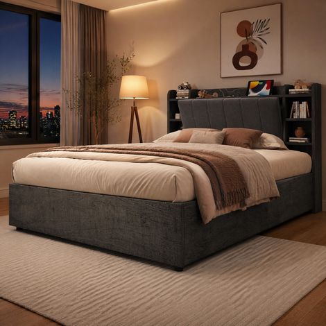 Letto matrimoniale contenitore con USB MDF 180x200 OKMYHOME (1/5)