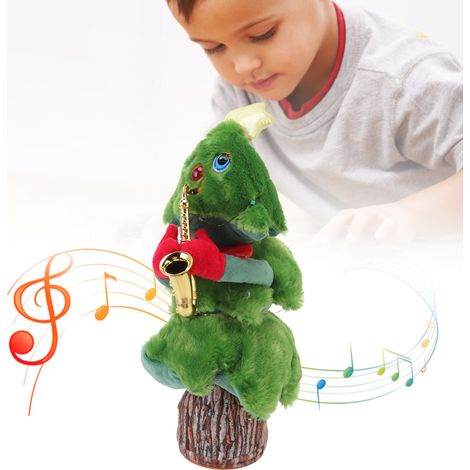 Árbol de Navidad musical e iluminado con 8 canciones - Árbol de Navidad eléctrico que baila - Saxofón de tronco de árbol (18x18x37cm, 3 pilas AA) (1/5)