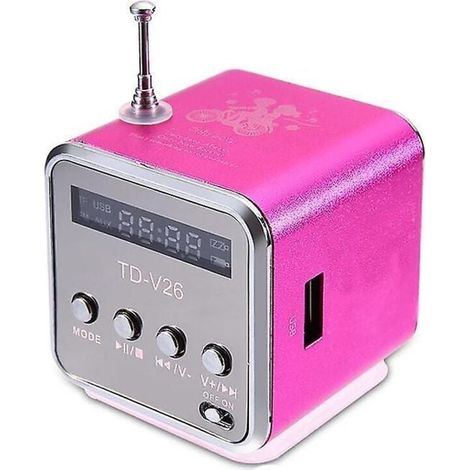Mini Td-v26 Digital Fm Radio Haut-Parleur Portable Fm Récepteur Avec Lcd Stéréo Haut-Parleur Support Micro Tf Carte A2 Rose (1/2)
