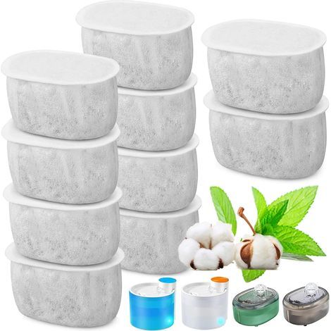 10er-Pack Ersatzfilter, kompatibel mit W300/W500 Katzenbrunnen, 2 l, automatischer Katzenbrunnen, Wasserspenderfilter (1/5)