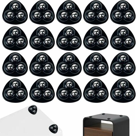 Noir 20 Pièces Petite Roulettes pour Meubles, 360 Degrés Roulettes à Billes, Mini Roue Universelle Autocollante pour Poubelles, Boîtes de Rangement et Petits Meubles (1/5)