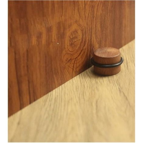 Butées de porte - Bois - Rond - Protection de Portes et Murs - 6 PCS (1/2)