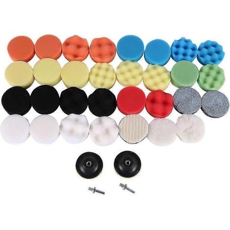 Kit de 35 tampons de polissage pour voiture, tampons de polissage en mousse de 80 mm, accessoire de polisseuse pour perceuse (1/5)