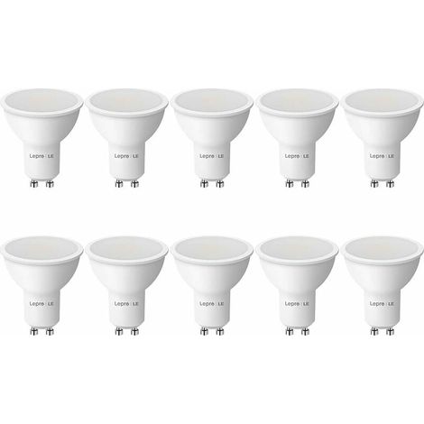 Bulbes LED GU10, blanc chaud 2700k, 4W 345lm, 50W HalogoGe Spotpght Bulbe équivalent, Bulbs PGHT LED Gu10 à économie d'énergie, faisceau de 100 ° de large, non à immable, paquet de 10 (1/5)