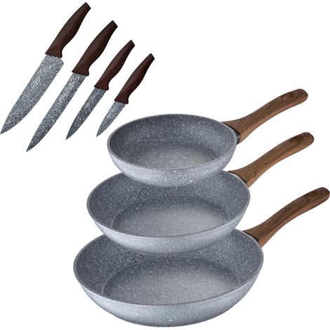 Set 3 sartenes Ø20 Ø24 y Ø28 + set cuchillos, Daimiel, aluminio forjado, inducción (1/5)