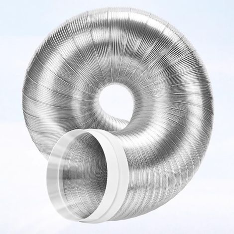 Aluminium(1.5 m(5ft),D 150mm Gaine Vmc Conduit D'évacuation D'air Extérieur pour Ventilateur D'extraction de Salle de Bain avec Tube D'extension, Tuyau Flexible D'évacuation D'air de Sécheuse Robuste