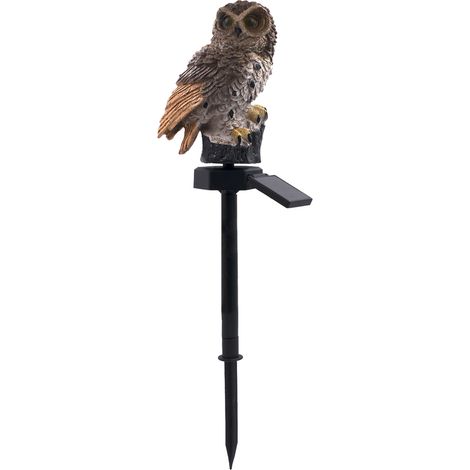 Lampe solaire d'extérieur en forme de hibou, étanche, décorative pour une utilisation en extérieur, idéale pour le jardin, couleur marron. (1/5)