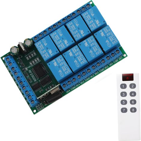 Module de télécommande multifonctionnelle 8 canaux 433,92 MHz, portée 100 m, codage fixe, 12 V (1/5)