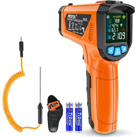 Thermomètre Infrarouges -50 ℃ 800℃ Laser Digital et Sonde Pistolet Température IR Sans Contact LCD Alarme Émissivité Réglable pour Cuisine/Pizza Industrial (1/5)