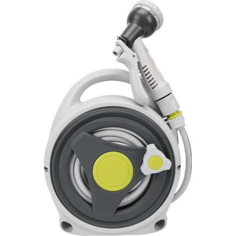 Enrouleur de tuyau d'arrosage portable compact de 15 m, organisateur de rangement pour tuyau d'arrosage, jardin, balcon, cour (1/5)