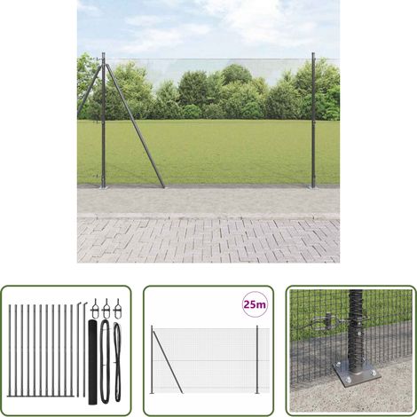 vidaXL Clôture moderne - Poteau de clôture. Gris 25 x 1,6 m (maillage 12 x 12 mm) (1/5)