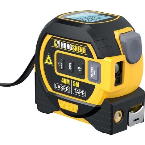 Digitales Laser-Maßband – Elektronisches Messgerät mit 40-m-Laser und 5-m-Maßband – Elektronisches digitales Maßband mit pythagoreischem Modus für Entfernung, Fläche und Volumen – Crezuo