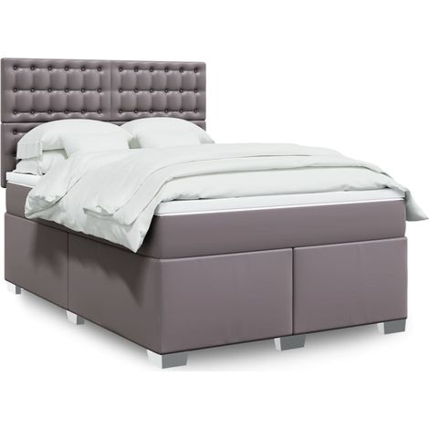 Boxspringbett mit Matratze Grau 140x200 cm Kunstleder